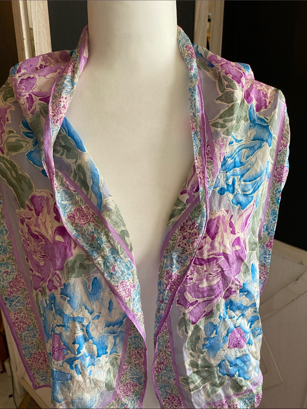Vintage Vera Neumann Long Silk Scarf signed Vera
